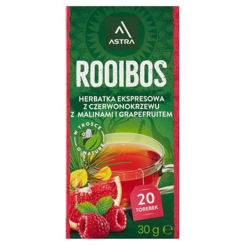 Rooibos Herbata z czerwonokrzewu z malinami i grapefruitem  Astra 20 torebek