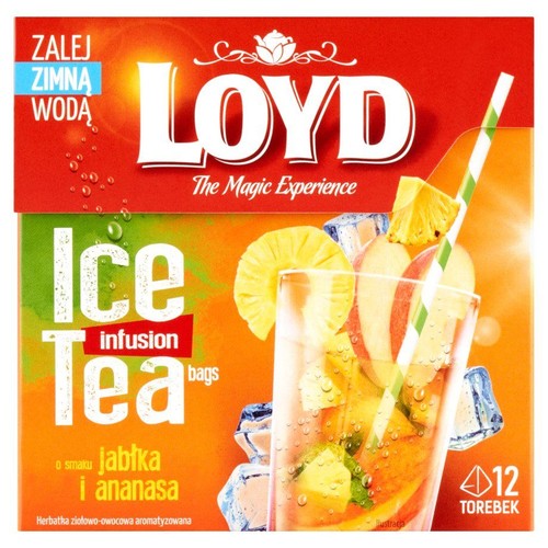 Loyd Ice Tea infusion, herbatka ziołowo-owocowa aromatyzowana, smak jabłko i ananas. 12 torebek.
