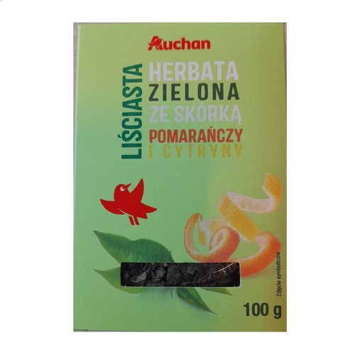 Herbata zielona ze skórką pomarańczy i cytryny  Auchan 100 g