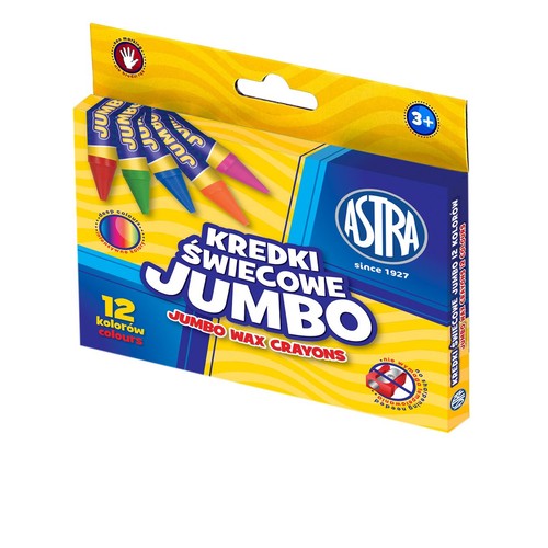 Kredki świecowe Jumbo okrągłe 12 kolorów 9/100mm ASTRA 12 sztuk