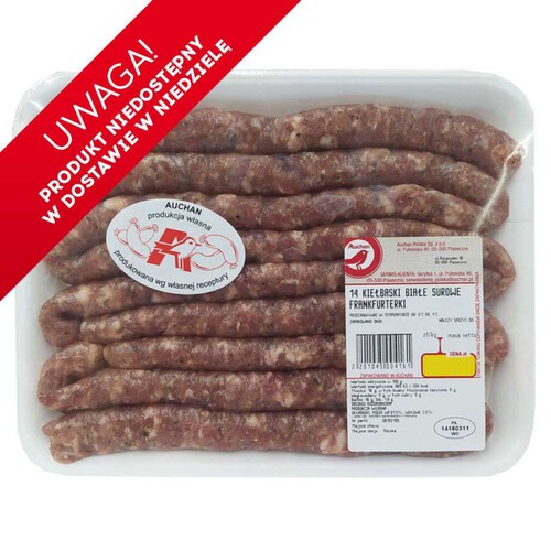 Frankfurterki kiełbaski białe surowe Auchan na wagę ok. 500 g