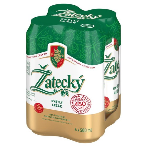Piwo jasne pełne Světlý Ležák alk. 5,0% obj. Zatecky 4 x 500 ml