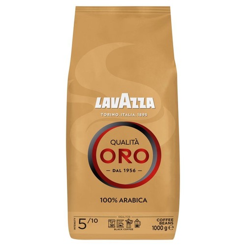 Opakowanie kawy ziarnistej Lavazza Qualità Oro, 100% Arabica. Waga 1000 g. Intensywność 5/10.