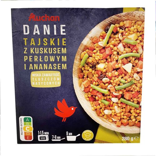 Danie tajskie z kuskusem perłowym i ananasem Auchan 280 g