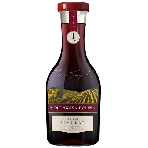 Wino mołdawskie czerwone półwytrawne alk. 12,5% obj. Mołdawska Dolina 1 l