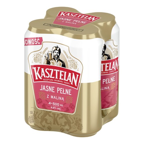 Piwo jasne o smaku malinowym alk. 4,8% obj. Kasztelan 4 x 500 ml