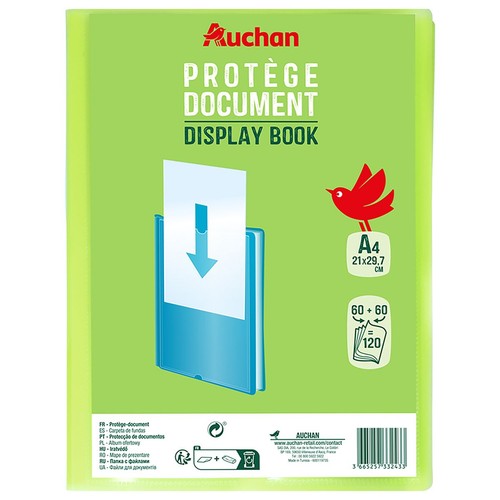 Zielony album ofertowy Auchan A4, 120 kieszeni.