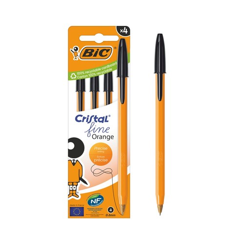 Długopis Orange Original czarny 0.8 mm BiC 4 sztuki 
