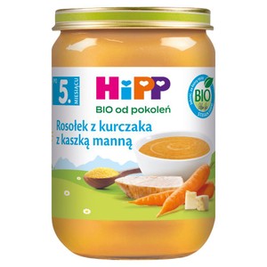 BIO Rosołek z kurczaka z kaszką manną po 5. miesiącu HiPP 190 g