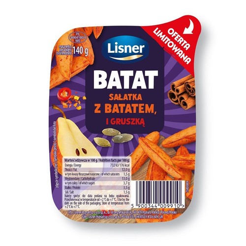 Sałatka z pieczonym batatem i gruszką Lisner 140 g