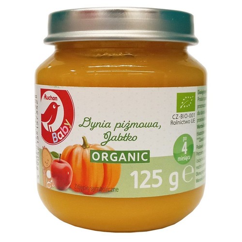 BIO Przecier dynia piżmowa, jabłko po 4 miesiącu   Auchan Baby 125 g