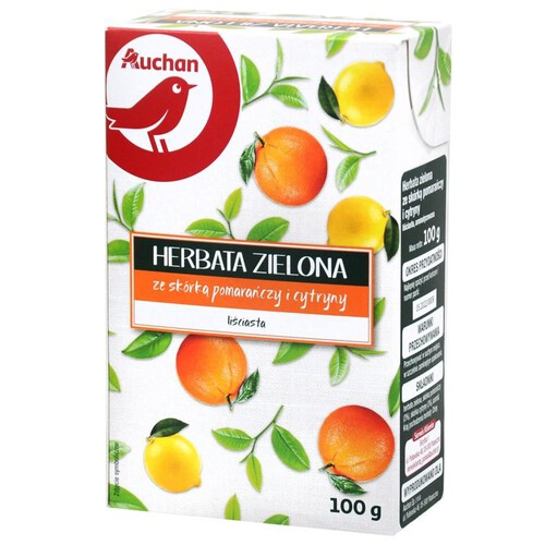 Herbata zielona ze skórką pomarańczy i cytryny  Auchan 100 g