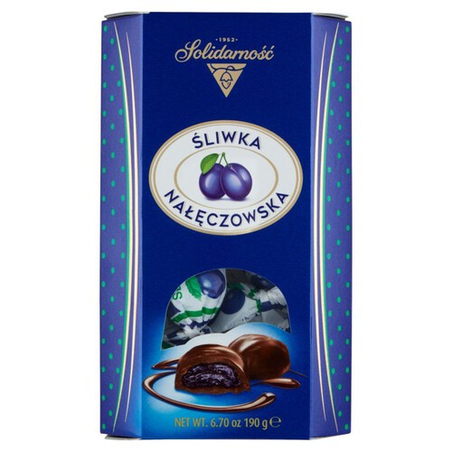 Śliwka kandyzowana w masie kakaowej w czekoladzie  Solidarność 190 g