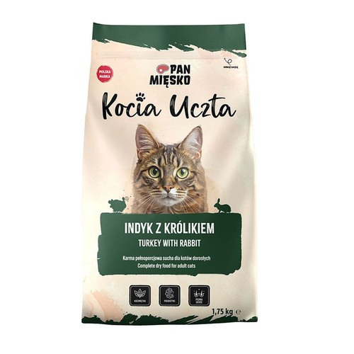 Karma sucha dla kotów Kocia Uczta indyk z królikiem   Pan Mięsko 1,75 kg