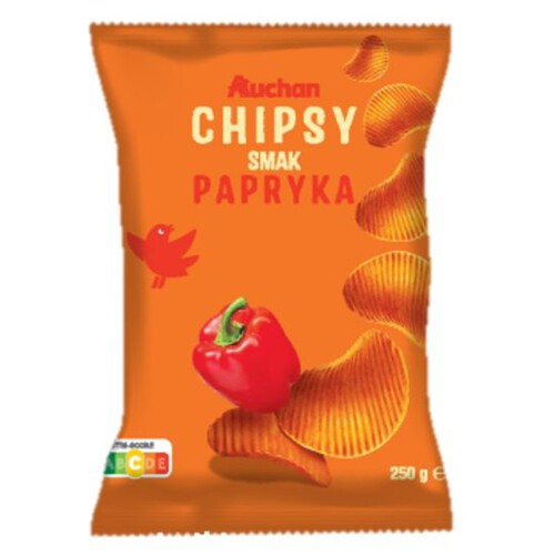 Chipsy karbowane o smaku papryki  Auchan 250 g