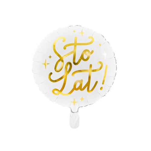 Balon foliowy Sto lat! 35cm biały (1 op. / 1 szt.) PartyDeco 1 sztuka