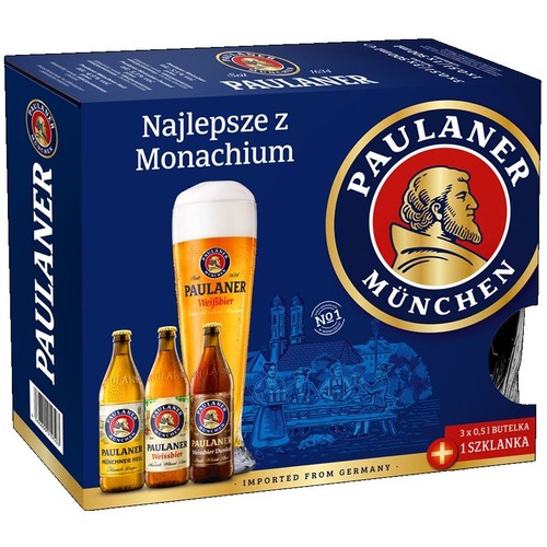 Zestaw piw alk. 5,23% obj. + kufel Paulaner 3 x 500 ml