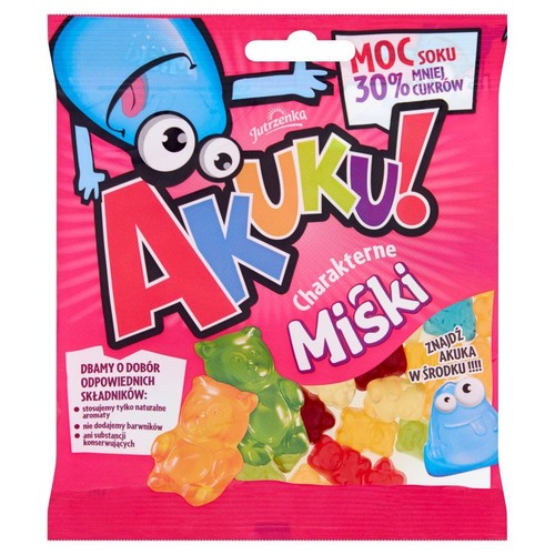 Żelki Charakterne Miśki z sokiem owocowym 30% mniej cukrów AKUKU! 90 g
