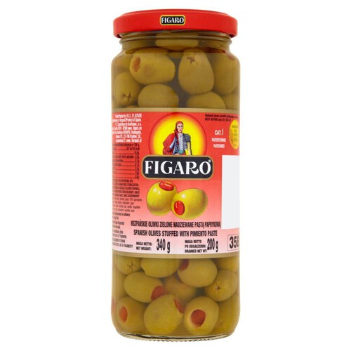 Hiszpańskie oliwki zielone nadziewane pastą paprykową Figaro 340 g