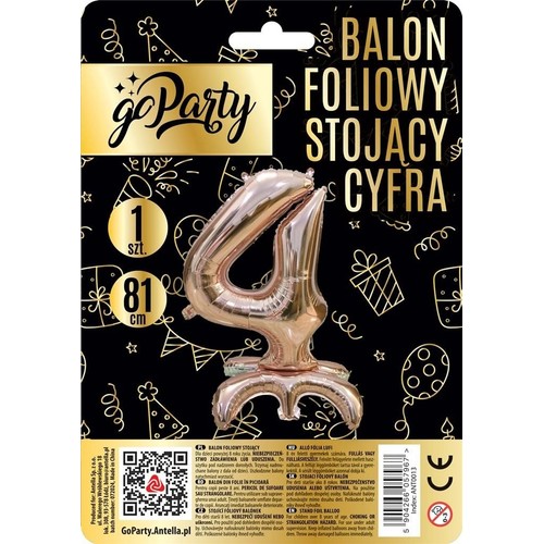 Balon foliowy stojący cyfra 4  GoParty 1 sztuka