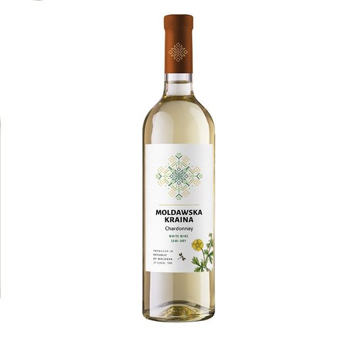Wino mołdawskie białe półwytrawne Chardonnay alk. 12,5% obj. Mołdawska Kraina 750 ml