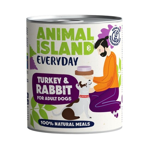 Karma mokra dla psów indyk & królik   Animal Island 800 g