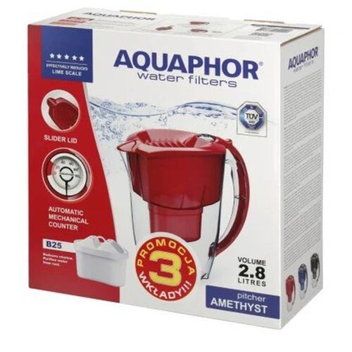 Dzbanek z wkładem filtrujacycm ametyst + 3 filtry Aquaphor 1 sztuka