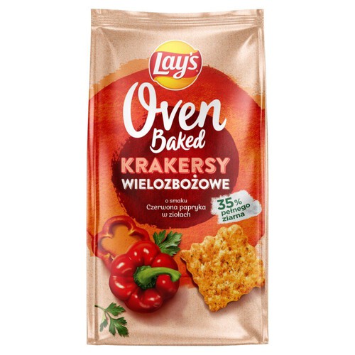 Krakersy Oven Baked wielozbożowe o smaku czerwonej papryki w ziołach Lays 80 g