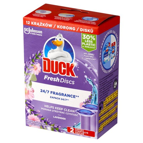 Podwójny zapas krążka żelowego do toalety o zapachu lawendowym Duck 2 x 36 ml