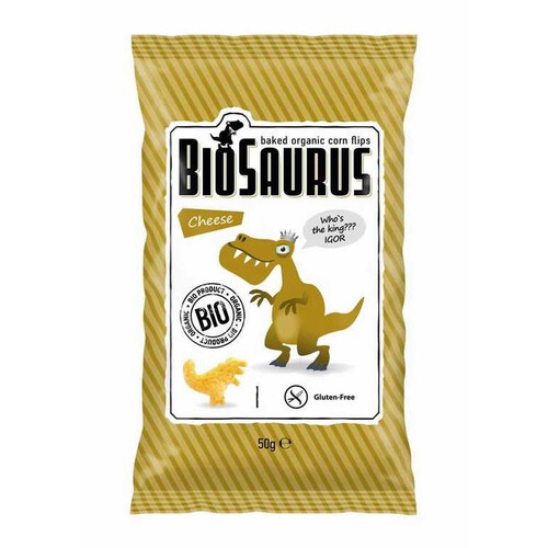 Ekologiczne pieczone chrupki kukurydziane o smaku serowym BioSaurus 50 g