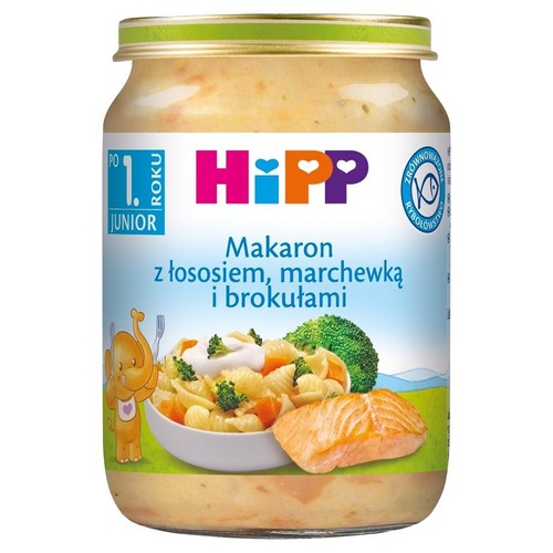 Makaron z łososiem. marchewką i brokułami po 12 miesiącu HIPP 250 g