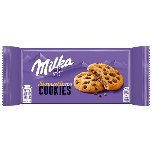 Ciastka z nadzieniem czekoladowym i kawałkami czekolady Sensations Milka 156 g