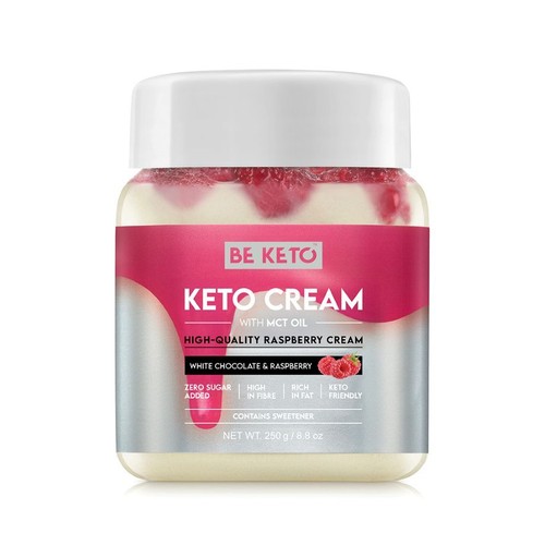 Keto Krem z olejem MCT biała czekolada i malina BeKeto 250 g