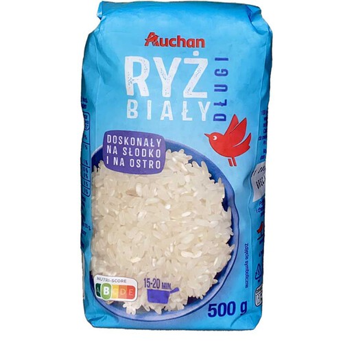 Ryż biały długoziarnisty Auchan 500 g