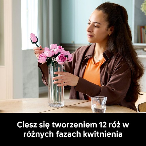Dekoracyjny bukiet Botanicals Bukiet różowych róż 10374 LEGO 1 sztuka