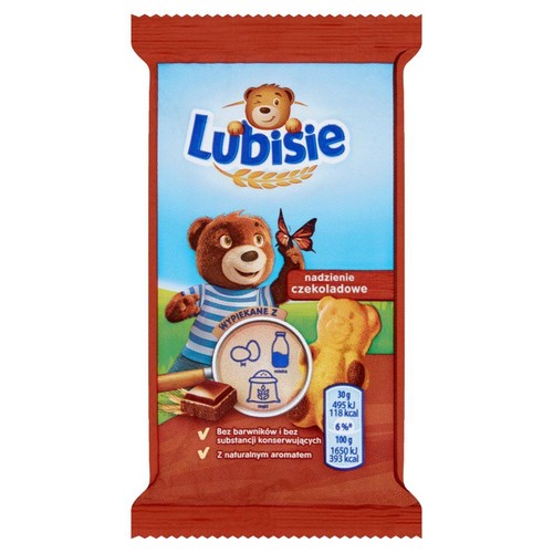 Ciastko biszkoptowe z nadzieniem czekoladowym  Lubisie 30 g