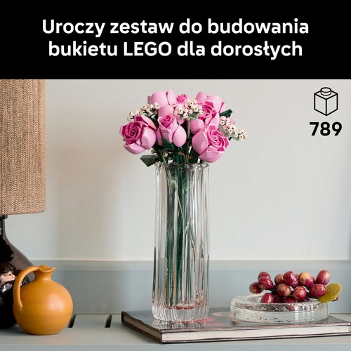 Dekoracyjny bukiet Botanicals Bukiet różowych róż 10374 LEGO 1 sztuka