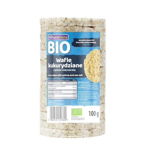 BIO Wafle kukurydziane z quinoa i solą morską NaturaVena 100 g