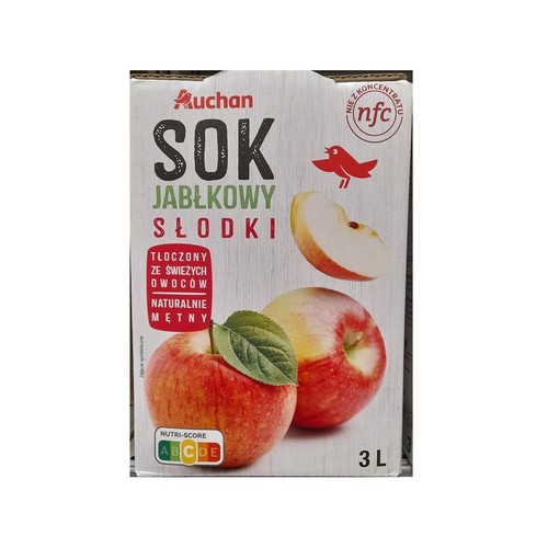 Sok jabłkowy słodki NFC Auchan 3 l