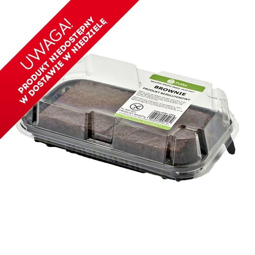 Brownie Putka, produkt bezglutenowy, masa netto 230 g, w przezroczystym opakowaniu.