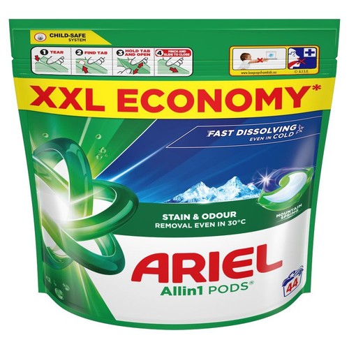 Kapsułki do prania Mountain Spring Stain&Odour Allin1 Pods Ariel 44 kapsułki