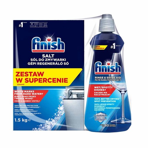 Sól do zmywarki 1,5 kg + płyn nabłyszczający 400 ml Finish zestaw