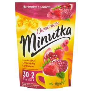 Herbata owocowa o smaku malinki z truskawką i granatem Minutka 32 torebki