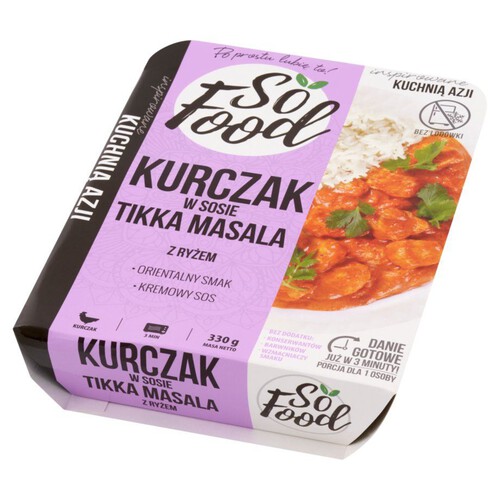 Kurczak w sosie tikka masala z ryżem So Food 330 g