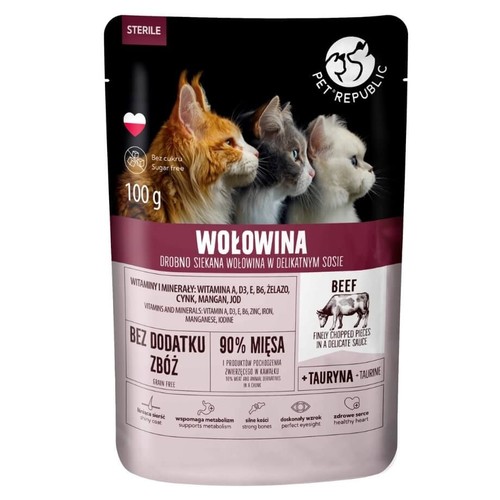 Karma mokra dla kotów z wołowiną Pet Republic 100 g