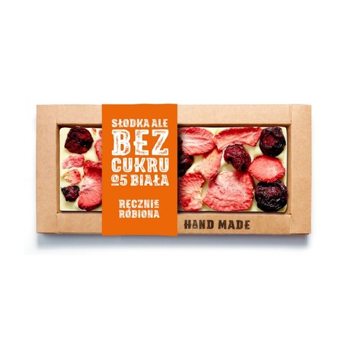 Czekolada biała bez dodatku cukru z maliną i żurawiną Cukiernia Staropolska 105 g