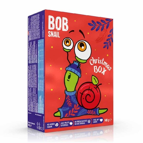 Zestaw przekąsek Christmas Box mały z zabawką Bob Snail 140 g