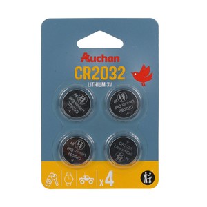 Baterie litowe 2032 Auchan 4 sztuki
