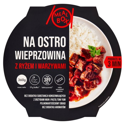 Wieprzowina z warzywami i ryżem na ostro Meal Box 360 g