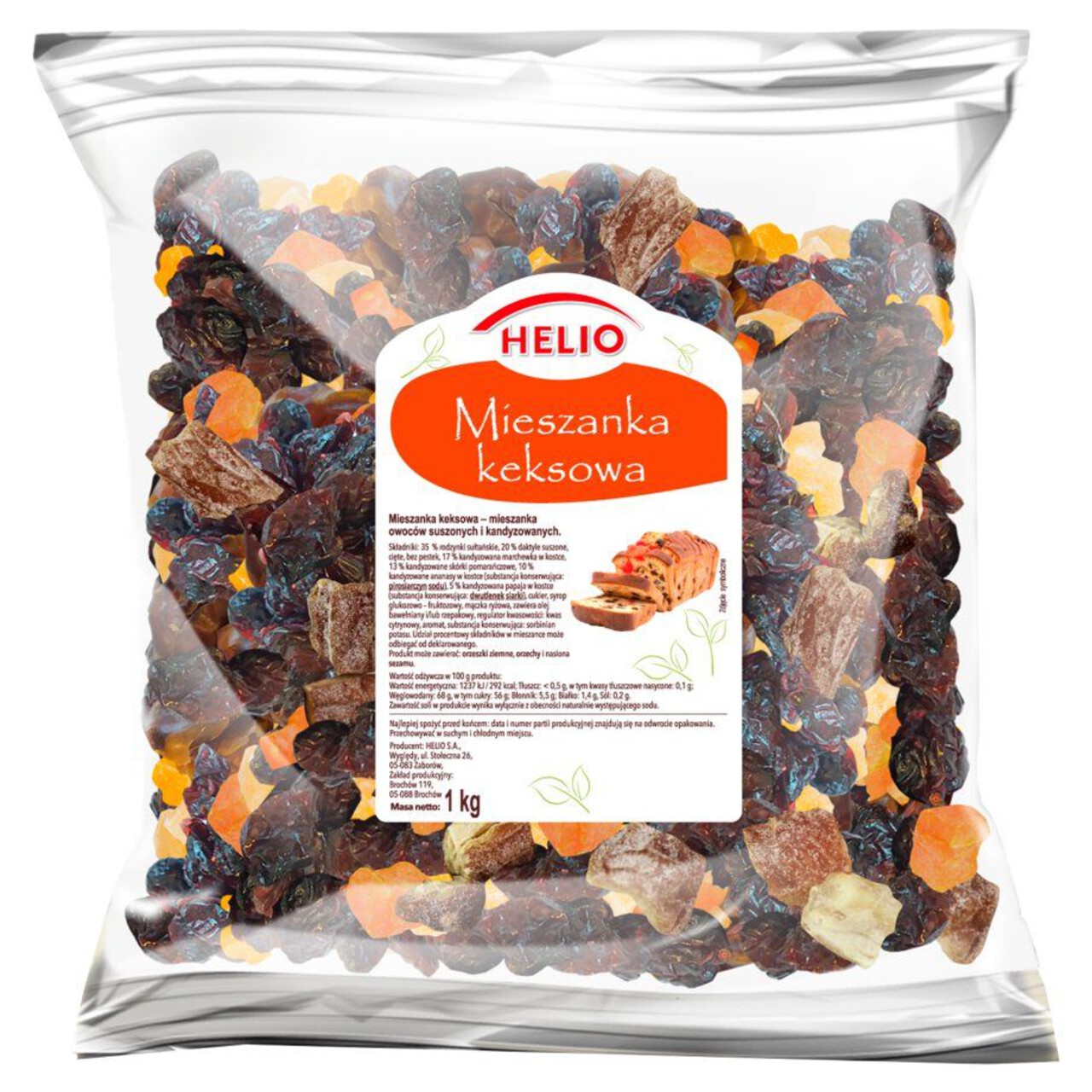 Mieszanka keksowa owoców suszonych i kandyzowanych Helio 1 kg